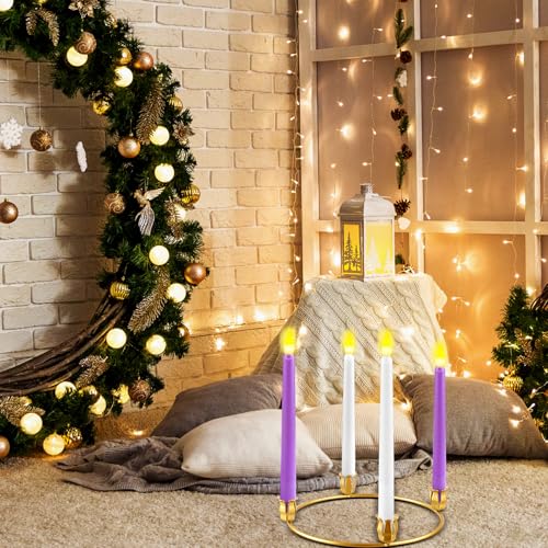 Thyle 30 Pcs Christmas Gold Metal Advent Wreath Rings Candle Holders - Variation 30
