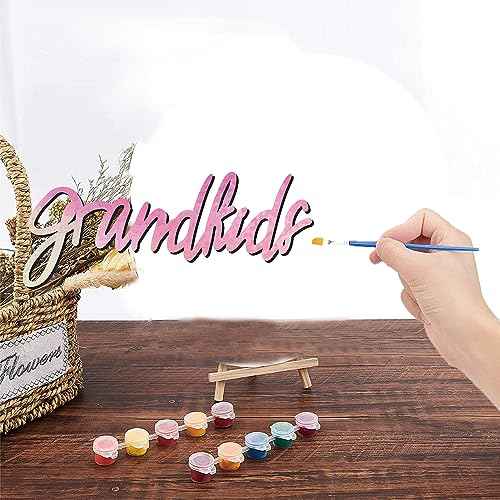 CREATCABIN Grandkids Laser Cut Wood Letter Sign Wall Decor Cutouts Unfinished Wooden Signs Wall Art Basswood Hanging Sculpture Decoration for Painting Crafts DIY Home Bedroom Decor Gift 11.8x4.7Inch