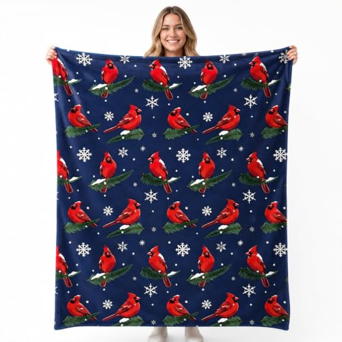 40x60 inch Cardinal Throw Blanket - Christmas Winter Home Decor Gift for Women