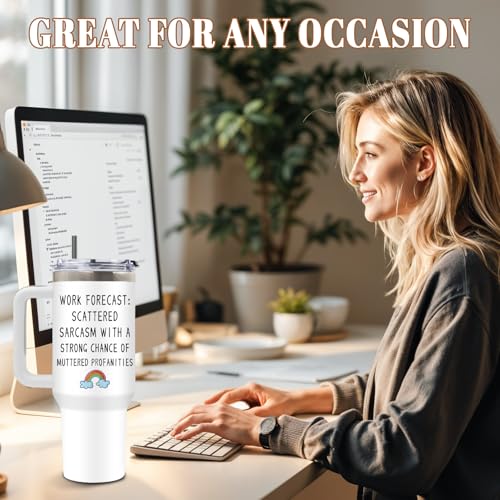 DUUV Work Forecast Sarcastic 40oz Insulated Tumbler - Funny Gift for Men
