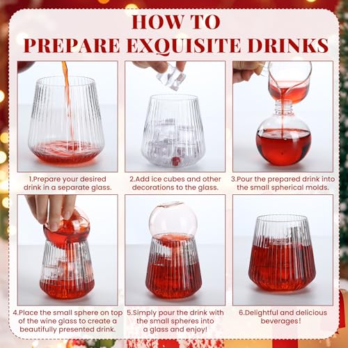 12 Set 24pcs Stemless Ribbed Champagne Glasses with Booze Balls