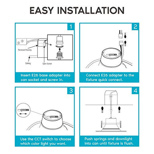5/6 Inch LED Recessed Retrofit Downlights 14W 4 Pack Dimmable & Color Adjustable