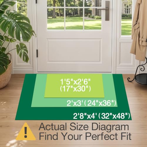 LUMI Beige Ultra Thin Indoor Door Mat 24x36 - Non-Slip, Pet Friendly, Low Profile Entry Rug