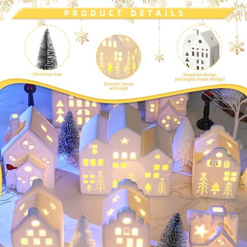 Cindeer Elegant 26-Piece White Ceramic Christmas Village Set