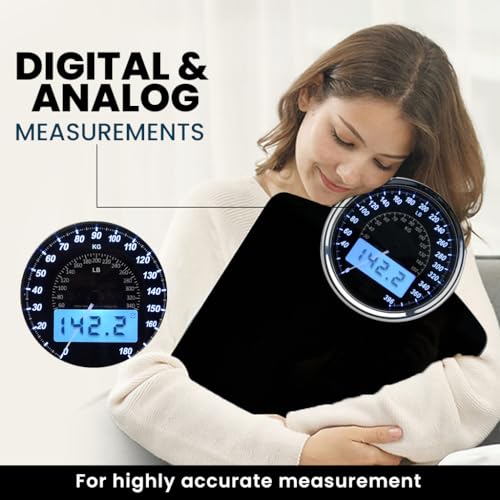 EILISON Black 2-in-1 Digital & Analog Bathroom Scale, 400 lbs Large Display