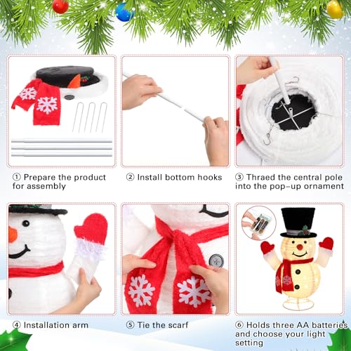Honoson Lighted Outdoor Snowman Family Set Collapsible Christmas Decorations - 3 pcs