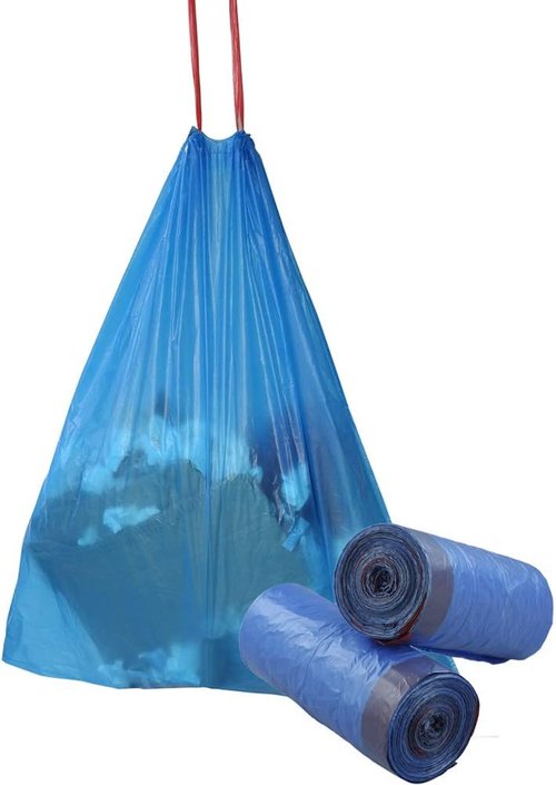 Fiaze 6 Gallon Drawstring Trash Bags - 200 Count | Durable Blue Waste Disposal Solution