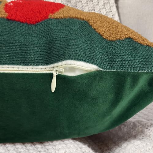 Alysheer Christmas Green Embroidered Lumbar Pillow Cover 12x20 - Pack of 1