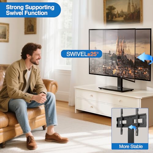 32-75 Inch Universal Swivel & Tilt TV Stand Base for Heavy TVs - HOLMAXD