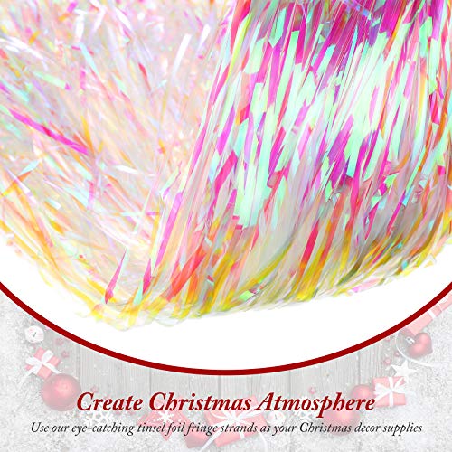 Christmas Shimmer Tinsel Icicles Decorations 18 Inch Xmas Tree Tinsel Foil Fringe Icicles Christmas Iridescent Tinsel Foil Fringes for Xmas Holiday Decor (Iridescent,4000 Strands)