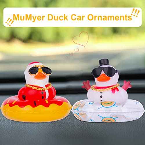 Christmas Rubber Ducks Car Ornaments Snowman Duck Car Dashboard Decorations with Sunglasses Necklace for Winner Home Christmas Decor(A-Snowman)