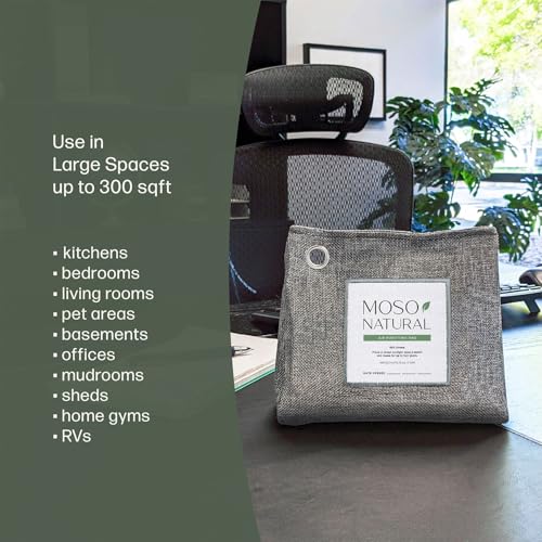 Moso Natural Air Purifying Bag 600g Pack of 3 - Bamboo Charcoal Odor Absorber for Large Spaces