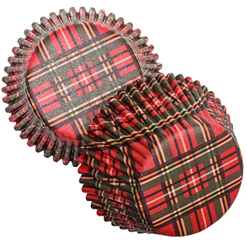 Festive Plaid Chef Craft Cupcake Liners, 50 Count – Green & Red