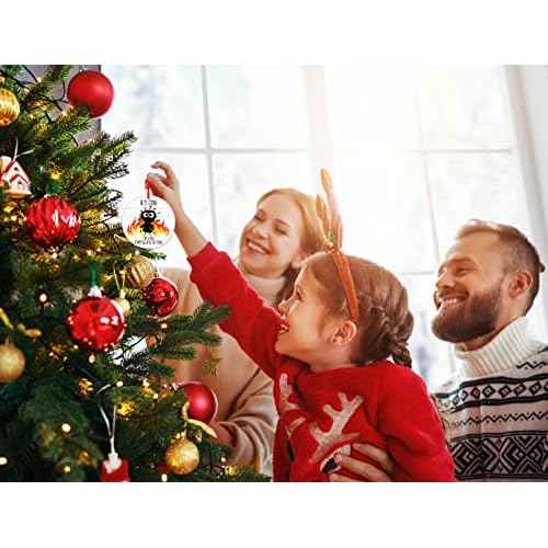 WhstSign Funny 'It's Fine' Black Cat Fire Christmas Tree Ornament - Commemorative Gift for Memorable Events