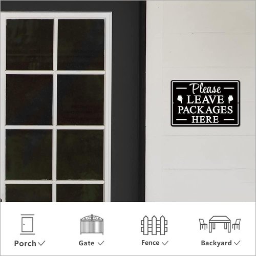 Diuyouji Metal Sign - "Please Leave Packages Here" Delivery Decor for Indoor/Outdoor Use | 12x8 Inches Aluminum