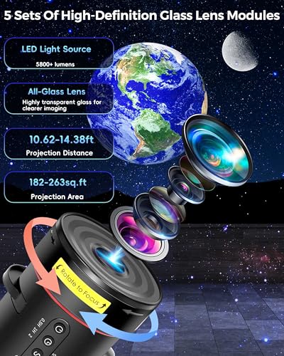 Galaxy Projector with White Noise Machine for Bedroom Kids & Adults - Star & Solar System Night Light with Timer