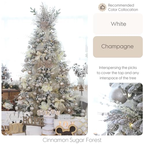 Sea Team 36-Pack Artificial Glitter Berry Stem Ornaments, Christmas