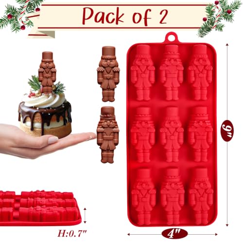 Webake Nutcracker Silicone Mold 2-Pack Christmas Soldier Shape for Chocolate Candy & Ice