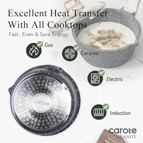 Nonstick Saucepan Set 1.5QT & 3QT with Lid - Black, Rivetless, Easy Clean