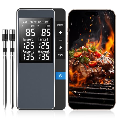 Wireless Bluetooth Meat Thermometer with Dual Probes and App Monitoring