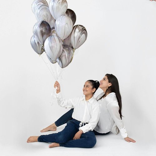 AnnoDeel 50pcs 12inch Marble Latex Balloons, Black White Grey Rainbow Marble Balloons for Wedding Baby Birthday Party Balloon Decorations