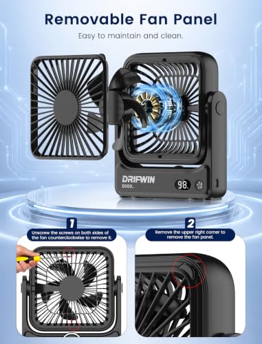 Magnetic Cruise Approved Travel Fan with 5000mAh Battery, 4-Speed Portable Fan for Cabin & Camping