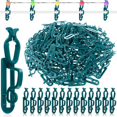 Blulu 60 Pcs Christmas Light Clips for Gutters – Green, Outdoor Hooks