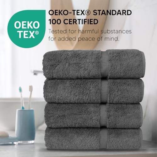 Dark Gray 4-Pack Cotton Bath Towels 27x54 Inches - Hotel & Spa Quality