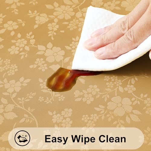 Smiry Round Table Cloth, Waterproof Heavy Duty Vinyl Tablecloths, Wipeable Washable Table Cover for Kitchen and Dining Room (Gold, 60" Round)
