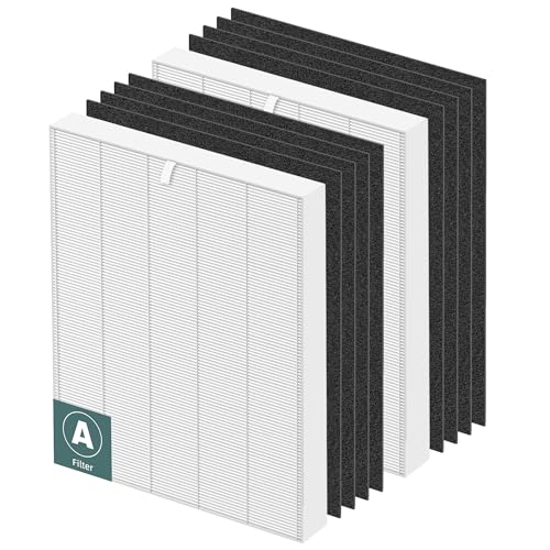 Pulluty White HEPA Air Filter Replacement Pack for Winix C535 5300 6300 Series with 8 Carbon Pre-Filters