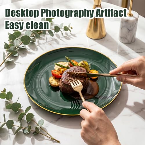Green Gold 150Pcs Premium Disposable Plastic Plates for Wedding, BPA Free