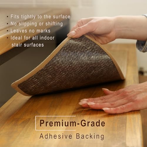 15 Pack Non Slip Stair Treads for Wooden Steps - Peel & Stick Carpet Runners