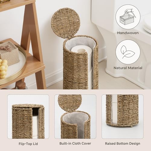 StorageWorks Seagrass Free Standing Toilet Paper Holder Stand for