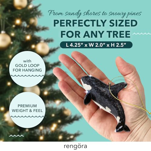 Rengöra Orca Killer Whale Christmas Ornament Hand-Painted Coastal Marine Animal