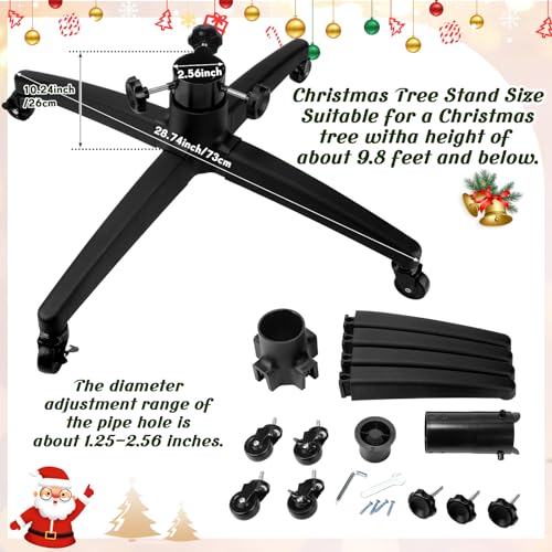 Rolling Christmas Tree Stand for Artificial Trees Up to 9.8 Feet - Sturdy & Mobile