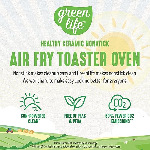 Countertop Toaster Oven Air Fryer with Stainless Steel & Ceramic Nonstick – Black