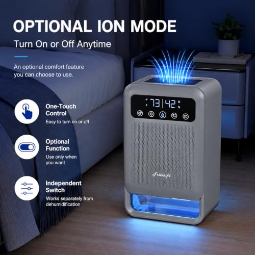 Dehumidifier with Large Water Tank - Quiet Auto Shut Off for Bedroom & Bathroom