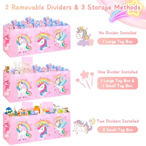 Pink Extra Large Collapsible Toy Box with Lids - 40x16x16 Inches