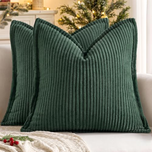 MIULEE Christmas Couch Pillow Covers 20x20 Dark Green Textured