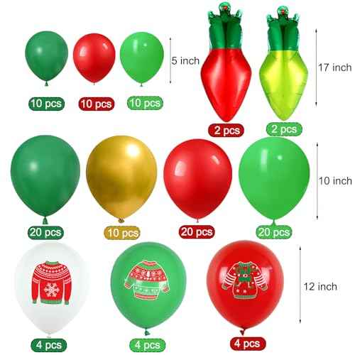 Christmas Ugly Sweater Party Decorations 114 Pcs Ugly Sweater theme Balloons Garland Arch Kit for Let's Get Ugly Party Christmas Ugly Sweater Theme Party Decorations