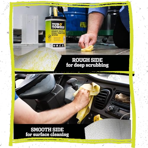 Tub O' Towels Heavy-Duty Multi-Surface Cleaning Wipes - Pack of 2, 75 XL 10x12" Degreaser