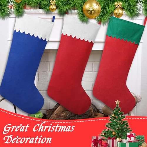1 Pack Jumbo Felt Christmas Stockings, 38 Inches Large Red and White Felt Christmas Stockings for Xmas Tree Fireplace Hanging Decor and Holiday Party Family Home Decorations