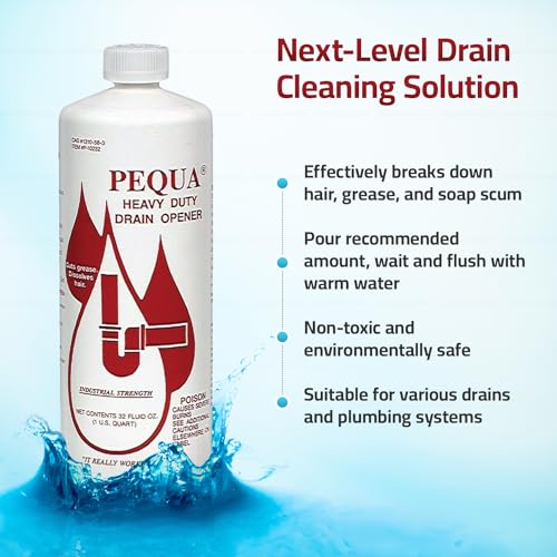 Heavy Duty Drain Opener 4 Pack - Non-Acid, Fast-Acting Industrial Drain Cleaner for Sinks, Tubs & Septic Tanks