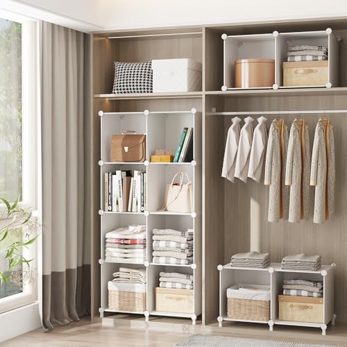 AWTATOS White Cube Storage Organizer - 16 Cubes Modular Closet Shelves