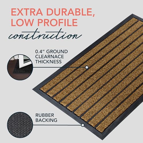 Extra Durable Outdoor Door Mat - 32 x 20 Inch Bright Brown Entrance Rug with Non-Slip Backing