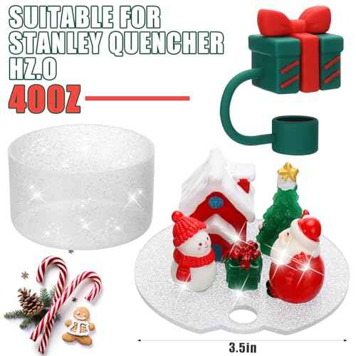 Mity rain Christmas Cup Accessories for Stanley Cup 30oz 40oz,Including Boot, Silicone Straw Topper Cover Cap, Lid Charms for H2.0 Tumbler (Gift Box 40 oz)