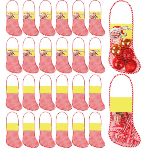 100 Pack Long Mesh Christmas Stockings Bulk 18 Inch Yellow Holiday Decor