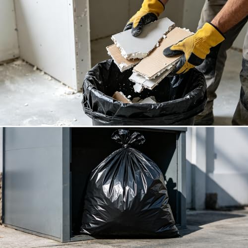 Heavy Duty Trash Bags 55-60 Gal - 100 Count, 1 Mil Thick Black Garbage Bags - ShieldTite Variation