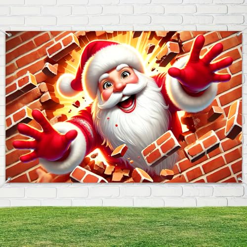 Christmas Backdrop 71 x 43 in Santa Claus Holiday Banner for Indoor Outdoor Use