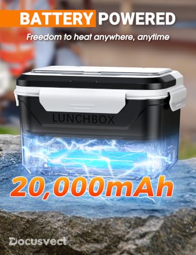 Docusvect Stealth Black 1.3L Cordless Electric Lunch Box with Schedule Heating